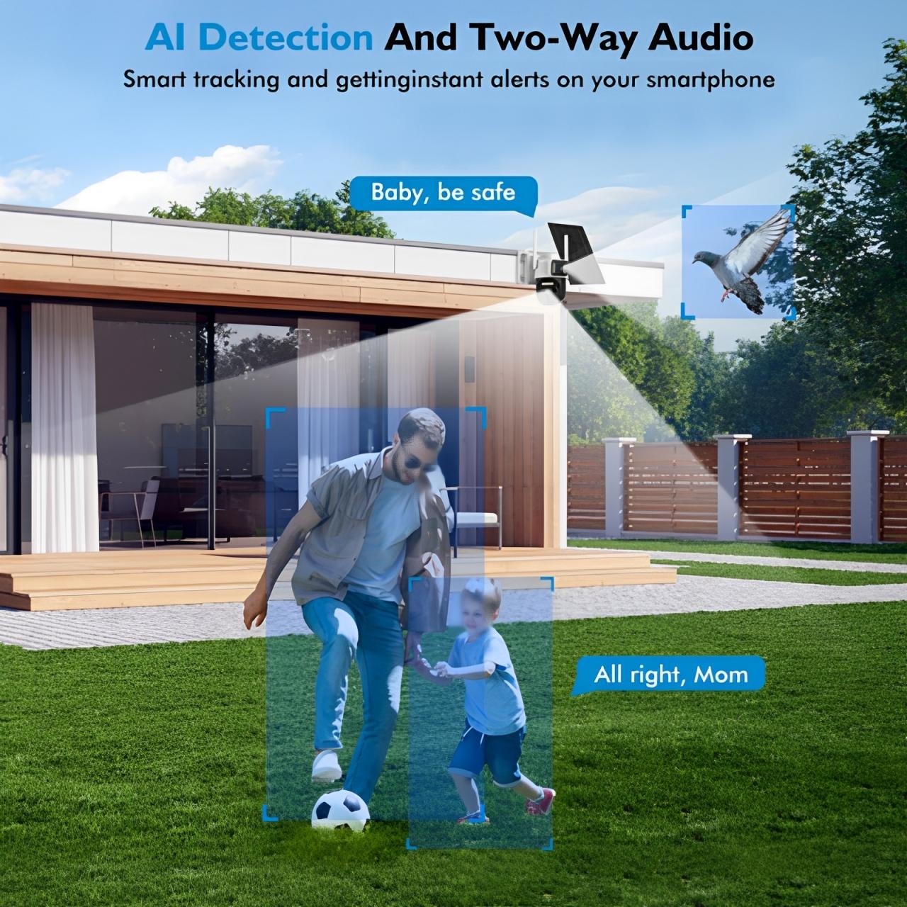 Dual-lens dual-screen surveillance camera without power solar monitoring, 360 ° no dead angle monitoring, two-way voice intercom function