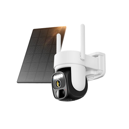 Humanoid tracking voice intercom anti-theft solar powered surveillance camera, day and night full color 360 degree no dead angle monitoring, scan the link to use.