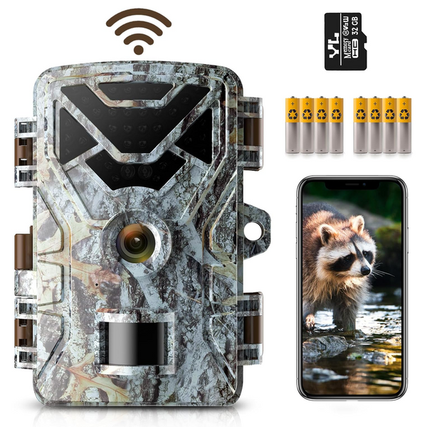 WiFi Trail Camera Bluetooth Game Camera 2K 30MP with Wide Angle Motion