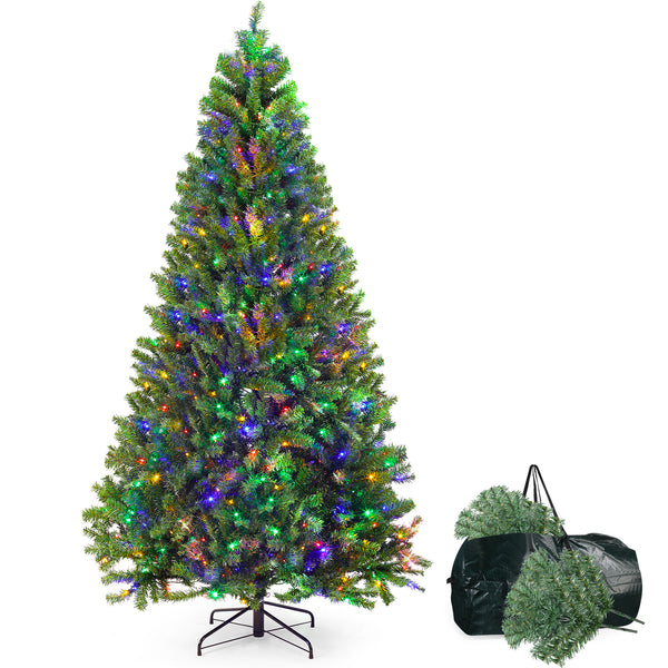 Hawkray Classic Green Artificial Christmas Tree with 4-Color LED Lights - Durable PVC & Steel Wire Branches, Perfect for Home and Office Holiday Decor