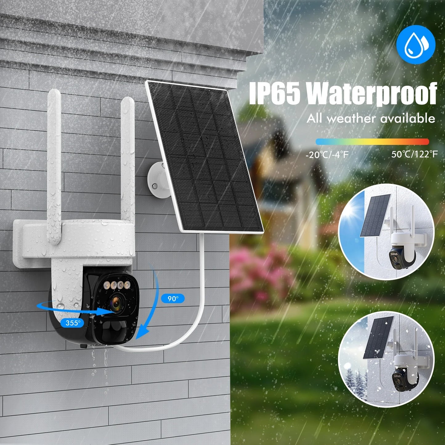 Humanoid tracking voice intercom anti-theft solar powered surveillance camera, day and night full color 360 degree no dead angle monitoring, scan the link to use.