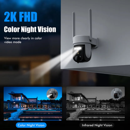 Humanoid tracking voice intercom anti-theft solar powered surveillance camera, day and night full color 360 degree no dead angle monitoring, scan the link to use.