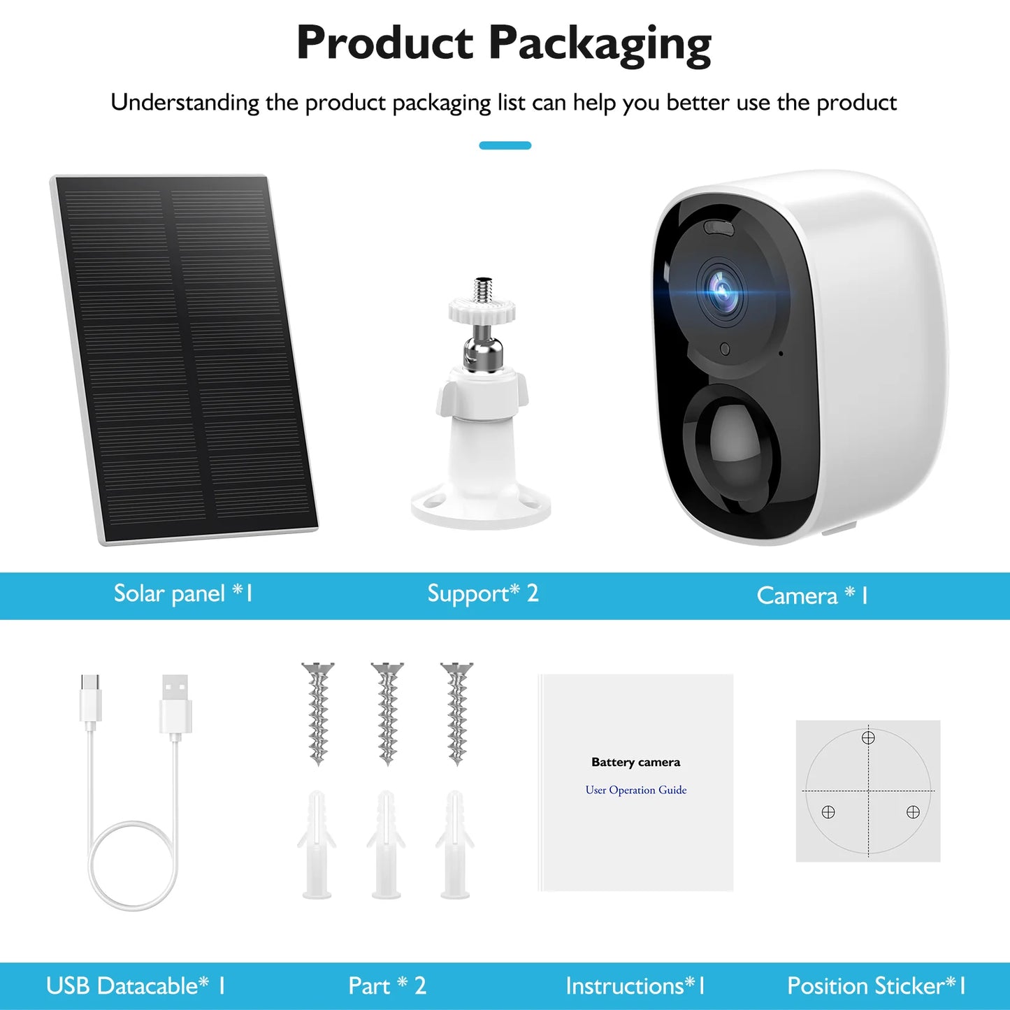 Cámara CCTV solar inalámbrica para interiores y exteriores, con wifi, resolución HD 2K, videovigilancia de seguridad para el hogar, versión nocturna, audio bidireccional de 3 MP, luz blanca/IR dual, compatible con monitor.