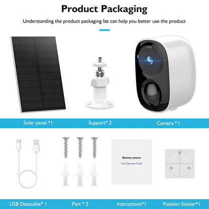 Cámara CCTV solar inalámbrica para interiores y exteriores, con wifi, resolución HD 2K, videovigilancia de seguridad para el hogar, versión nocturna, audio bidireccional de 3 MP, luz blanca/IR dual, compatible con monitor.