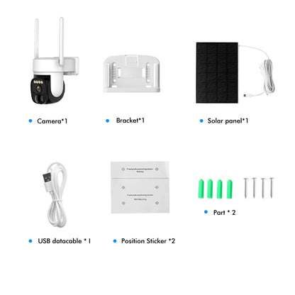 Humanoid tracking voice intercom anti-theft solar powered surveillance camera, day and night full color 360 degree no dead angle monitoring, scan the link to use.